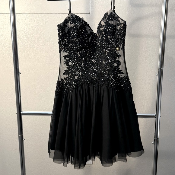 La Femme Dresses & Skirts - La Femme Black Silk Beaded Dress